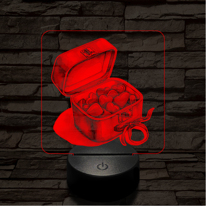 Valentin napi ékszerdoboz 7 színű valósághű 3D led lámpa