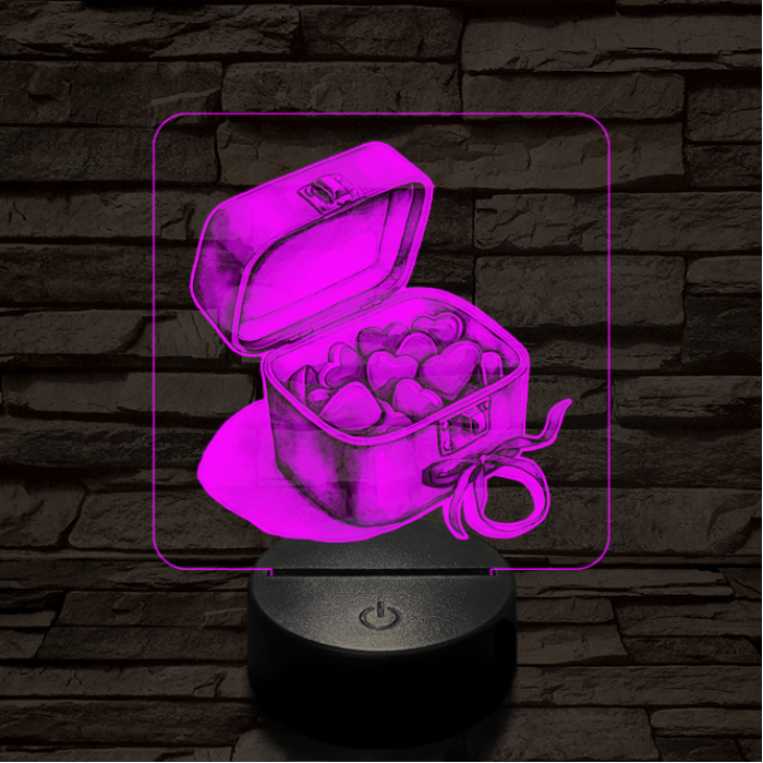 Valentin napi ékszerdoboz 7 színű valósághű 3D led lámpa