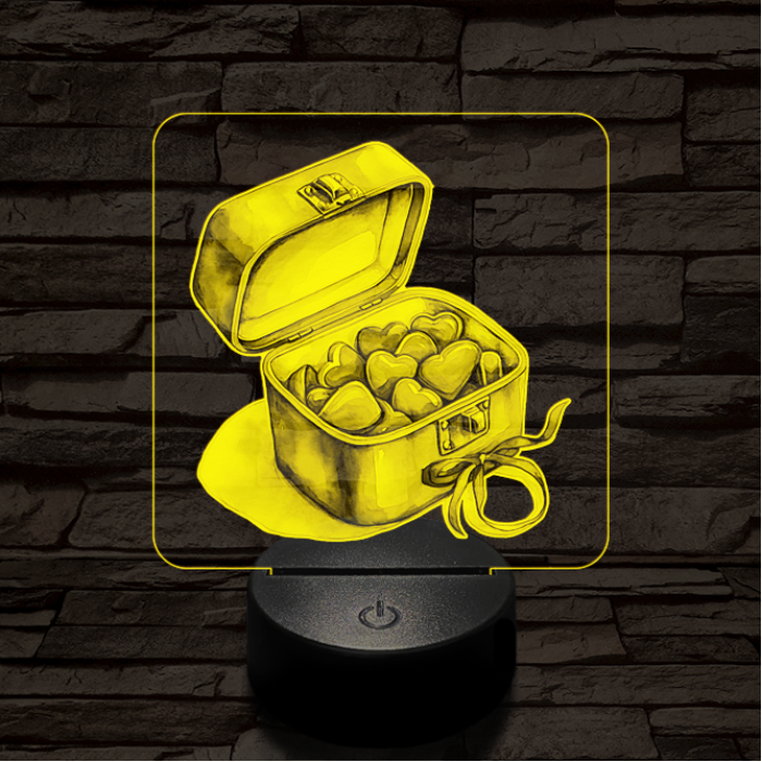 Valentin napi ékszerdoboz 7 színű valósághű 3D led lámpa