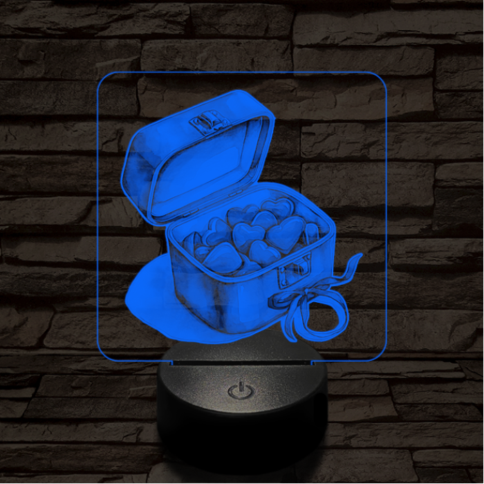 Valentin napi ékszerdoboz 7 színű valósághű 3D led lámpa