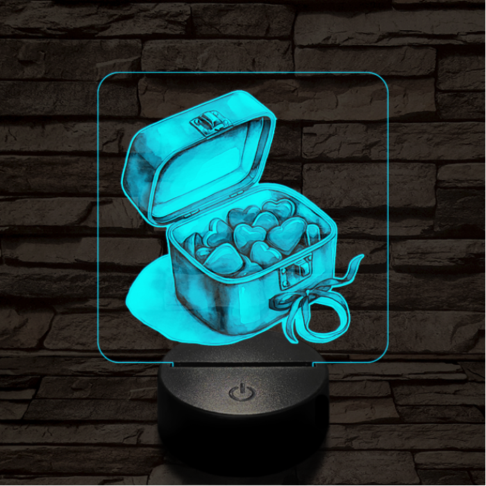 Valentin napi ékszerdoboz 7 színű valósághű 3D led lámpa