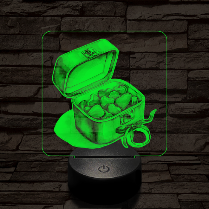 Valentin napi ékszerdoboz 7 színű valósághű 3D led lámpa