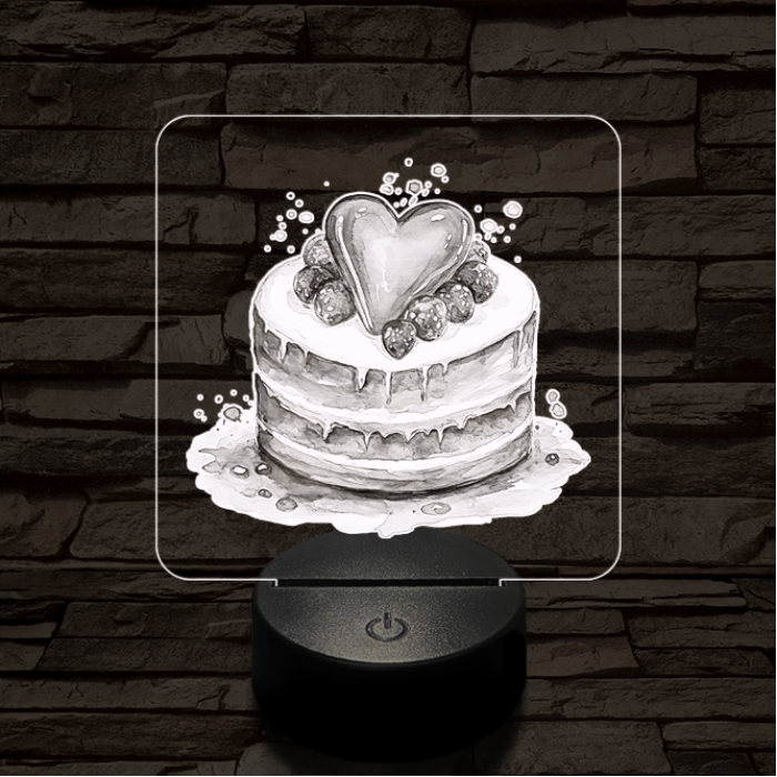 Szerelem torta  7 színű valósághű 3D led lámpa