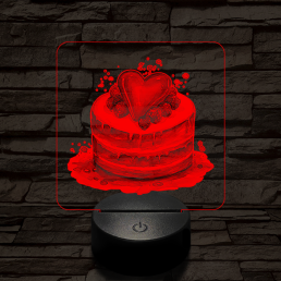 Szerelem torta  7 színű valósághű 3D led lámpa