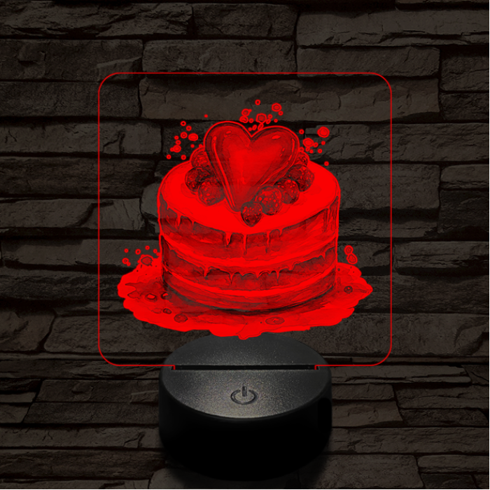 Szerelem torta  7 színű valósághű 3D led lámpa