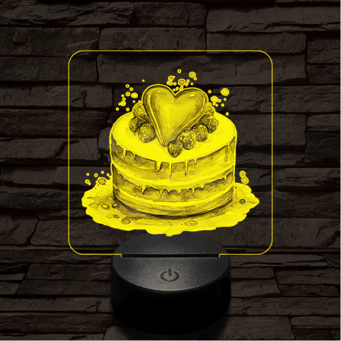 Szerelem torta  7 színű valósághű 3D led lámpa