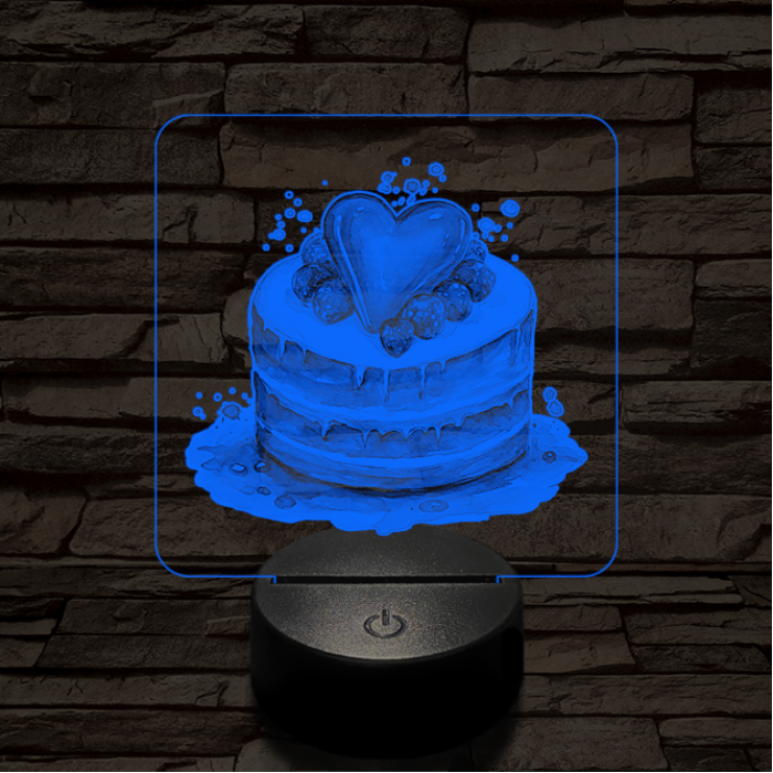 Szerelem torta  7 színű valósághű 3D led lámpa