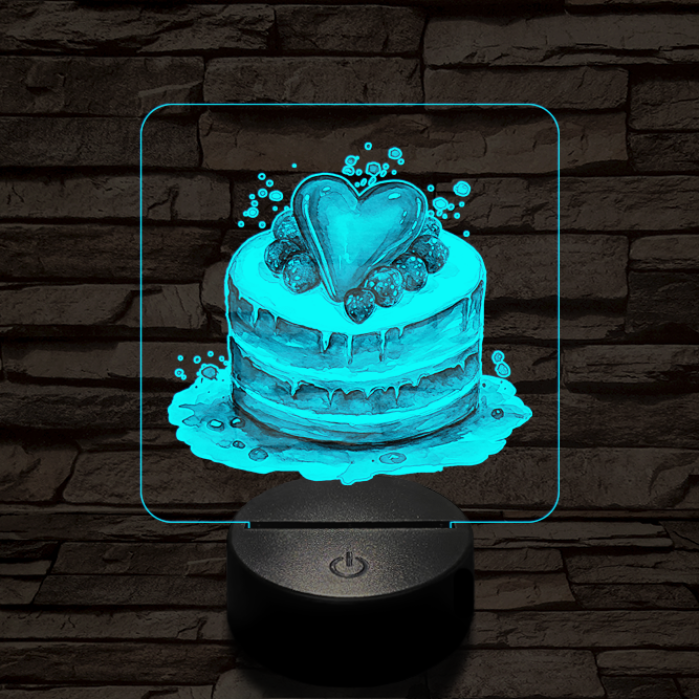 Szerelem torta  7 színű valósághű 3D led lámpa