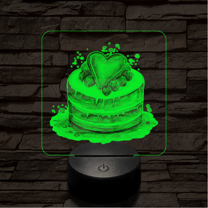 Szerelem torta  7 színű valósághű 3D led lámpa