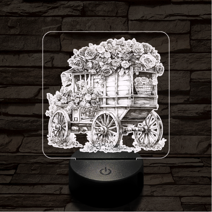 Virágszekér 7 színű valósághű 3D led lámpa