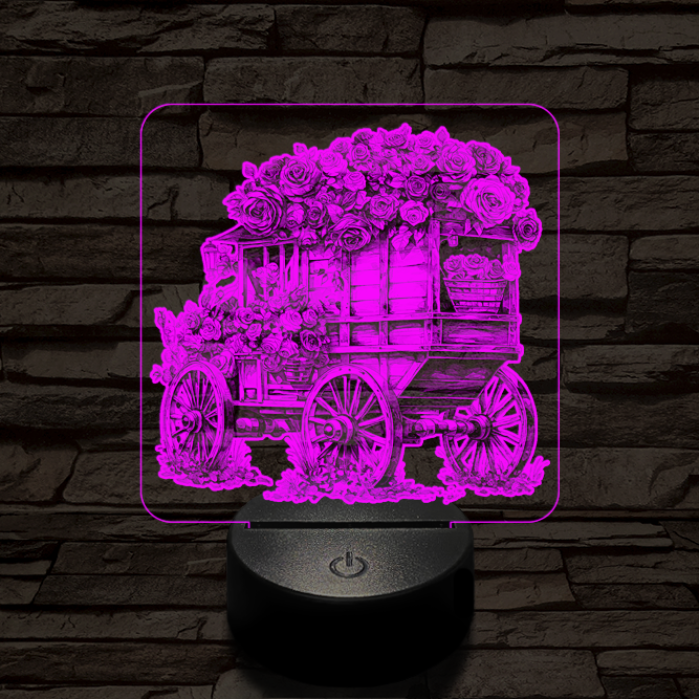Virágszekér 7 színű valósághű 3D led lámpa