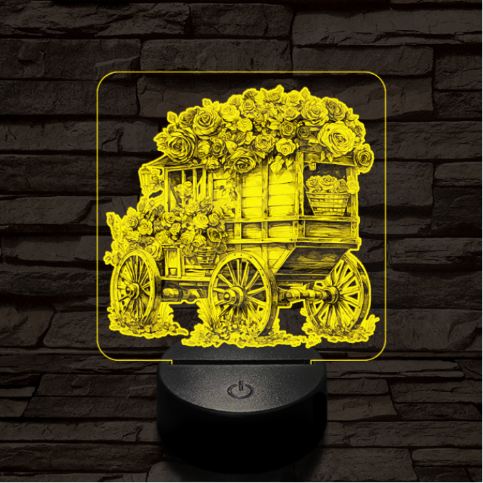 Virágszekér 7 színű valósághű 3D led lámpa