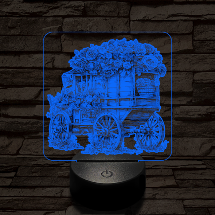 Virágszekér 7 színű valósághű 3D led lámpa