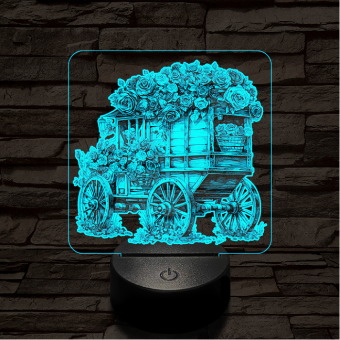 Virágszekér 7 színű valósághű 3D led lámpa