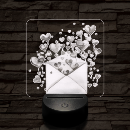 Levélbe zárt szivek 7 színű valósághű 3D led lámpa
