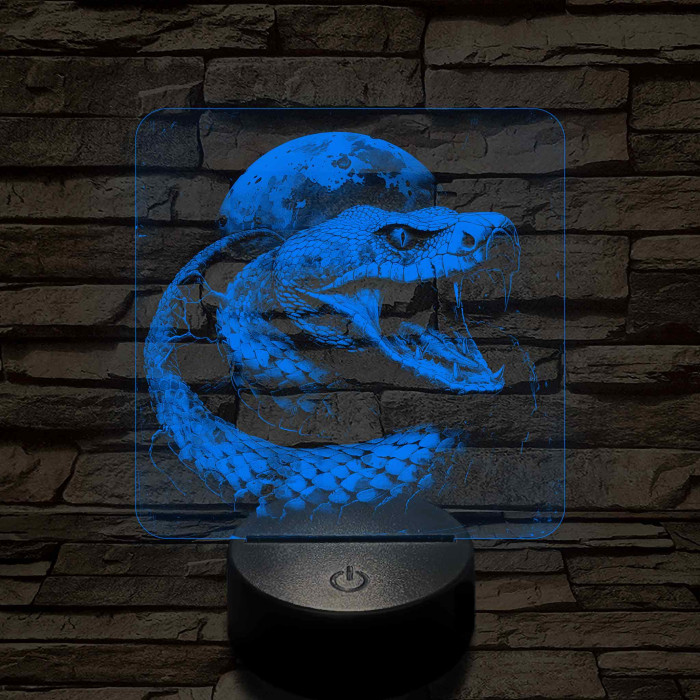 Kobra 7 színű valósághű 3D led lámpa