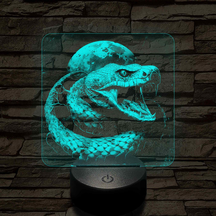 Kobra 7 színű valósághű 3D led lámpa