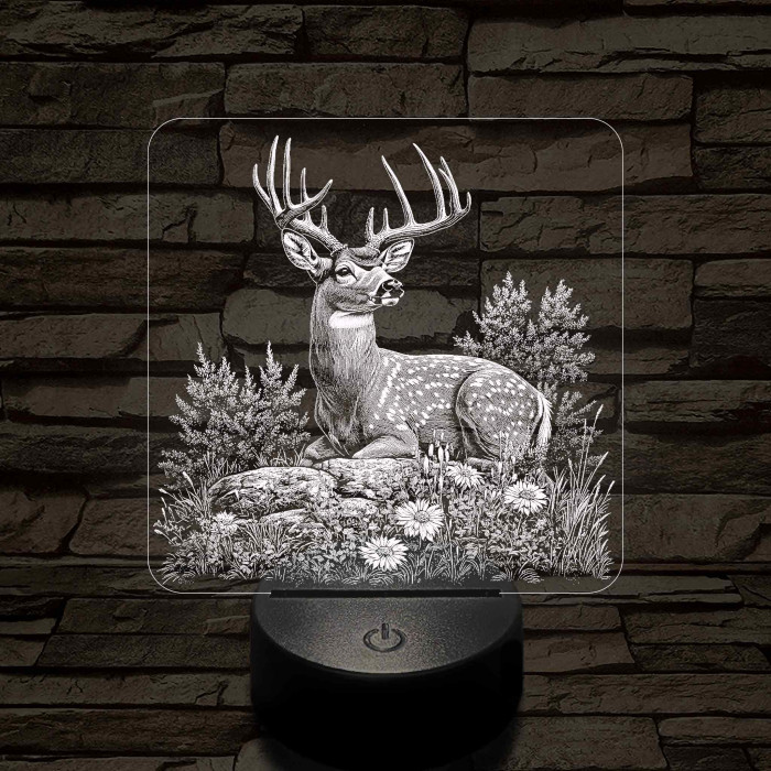 Dombon pihenő szarvas 7 színű valósághű 3D led lámpa