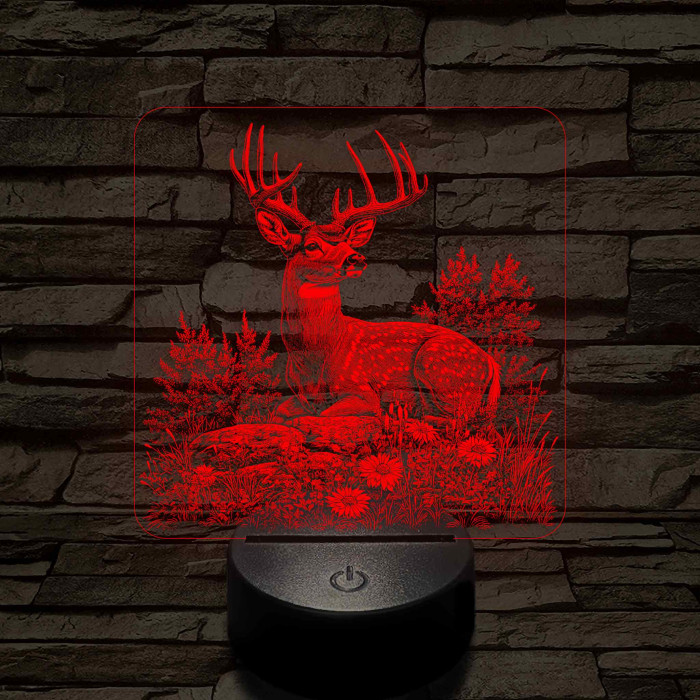 Dombon pihenő szarvas 7 színű valósághű 3D led lámpa