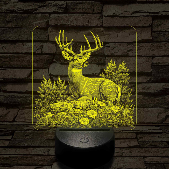 Dombon pihenő szarvas 7 színű valósághű 3D led lámpa