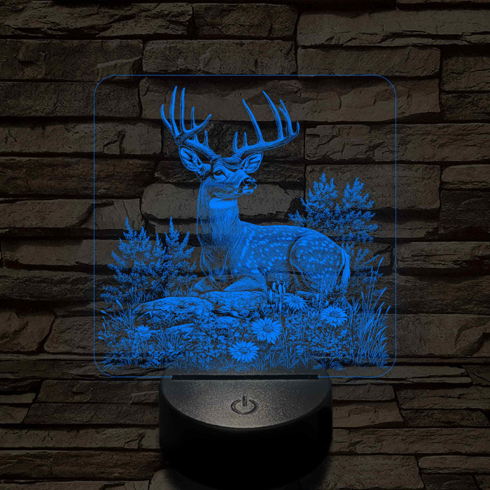 Dombon pihenő szarvas 7 színű valósághű 3D led lámpa