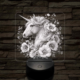 Unikornis virágokkal 7 színű valósághű 3D led lámpa