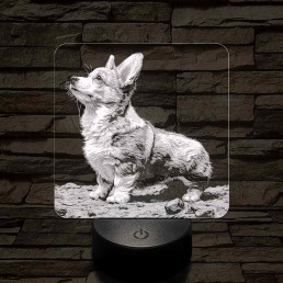 Walesi Corgi figyel 7 színű valósághű 3D led lámpa