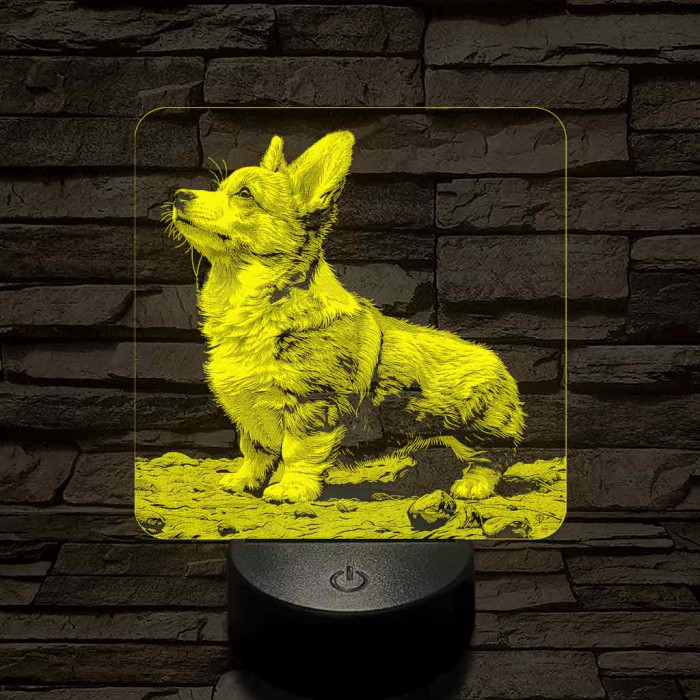 Walesi Corgi figyel 7 színű valósághű 3D led lámpa