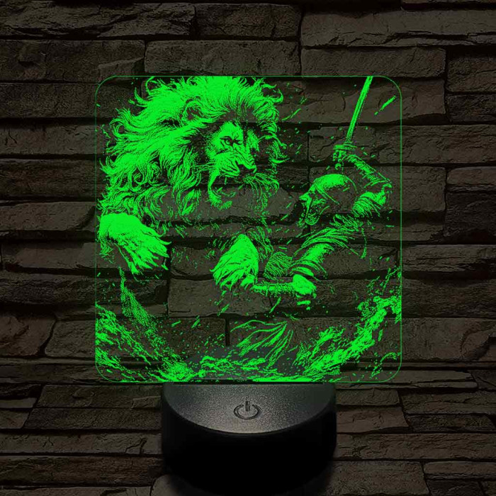 Oroszlánnal küzdő gladiátor 7 színű valósághű 3D led lámpa