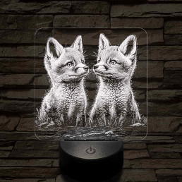 Édes rókakölykök 7 színű valósághű 3D led lámpa