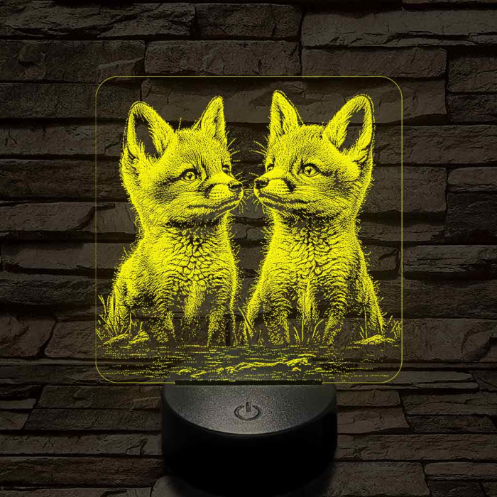 Édes rókakölykök 7 színű valósághű 3D led lámpa