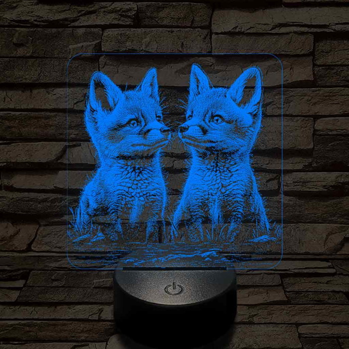 Édes rókakölykök 7 színű valósághű 3D led lámpa