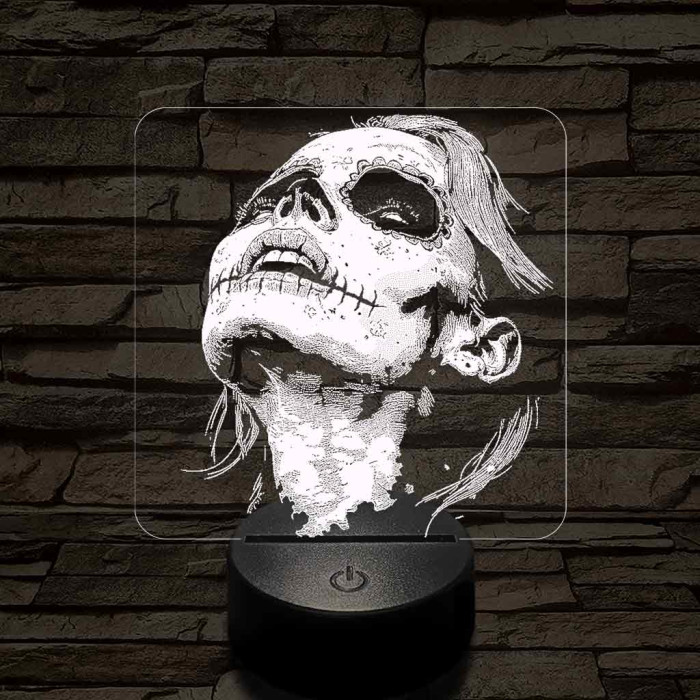 Mexikói koponya festésű nő 7 színű valósághű 3D led lámpa