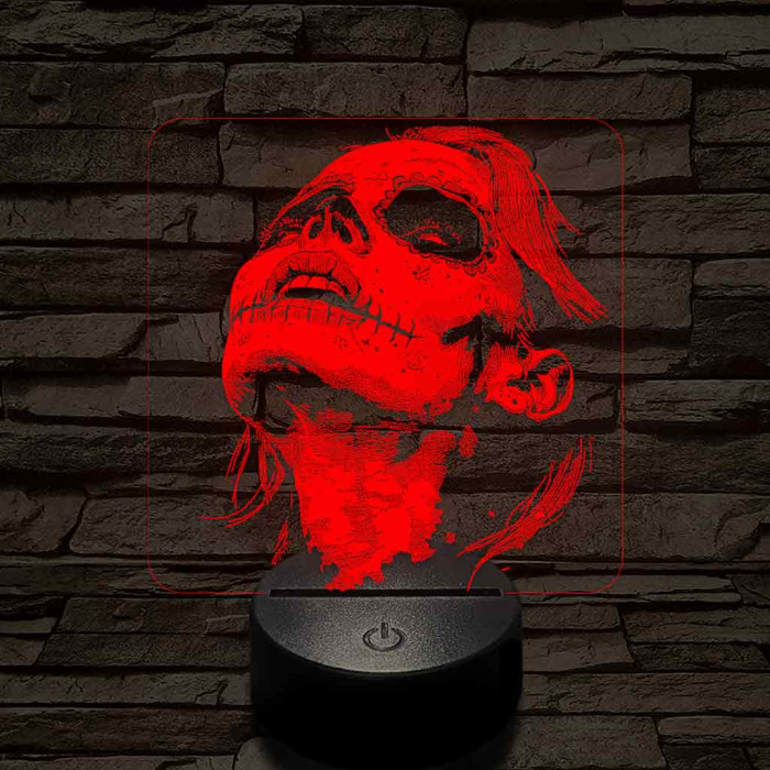 Mexikói koponya festésű nő 7 színű valósághű 3D led lámpa