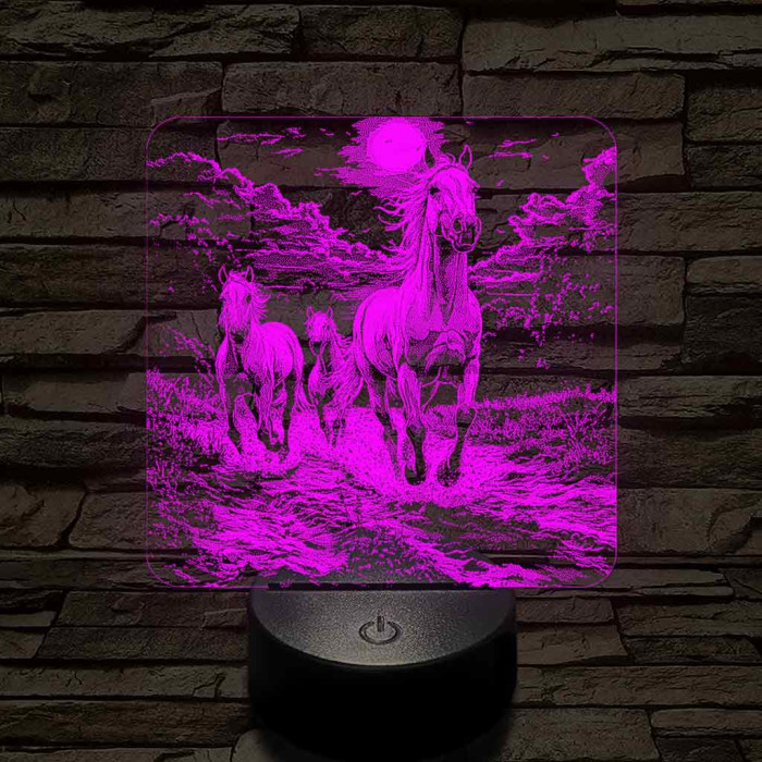 Vizen vágtázó lovak 7 színű valósághű 3D led lámpa