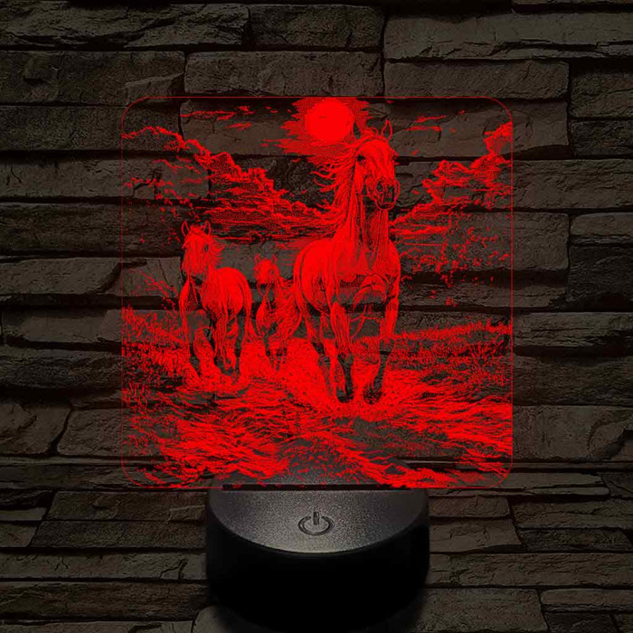 Vizen vágtázó lovak 7 színű valósághű 3D led lámpa