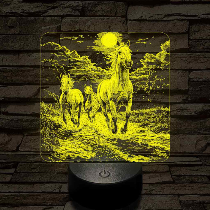 Vizen vágtázó lovak 7 színű valósághű 3D led lámpa