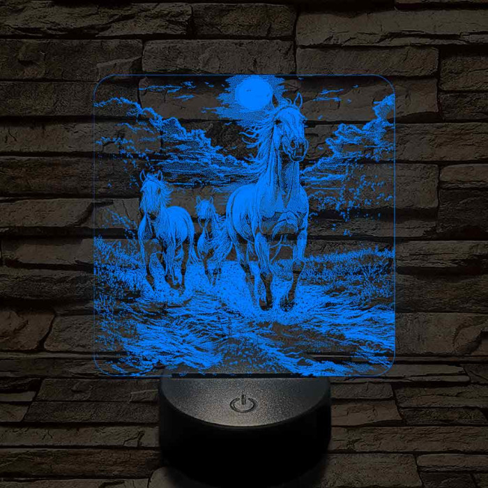 Vizen vágtázó lovak 7 színű valósághű 3D led lámpa
