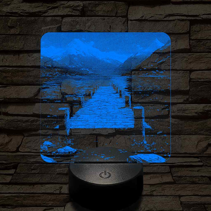 Stég a hegyekben 7 színű valósághű 3D led lámpa