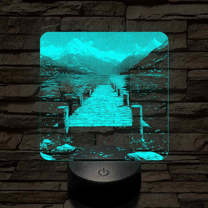 Stég a hegyekben 7 színű valósághű 3D led lámpa