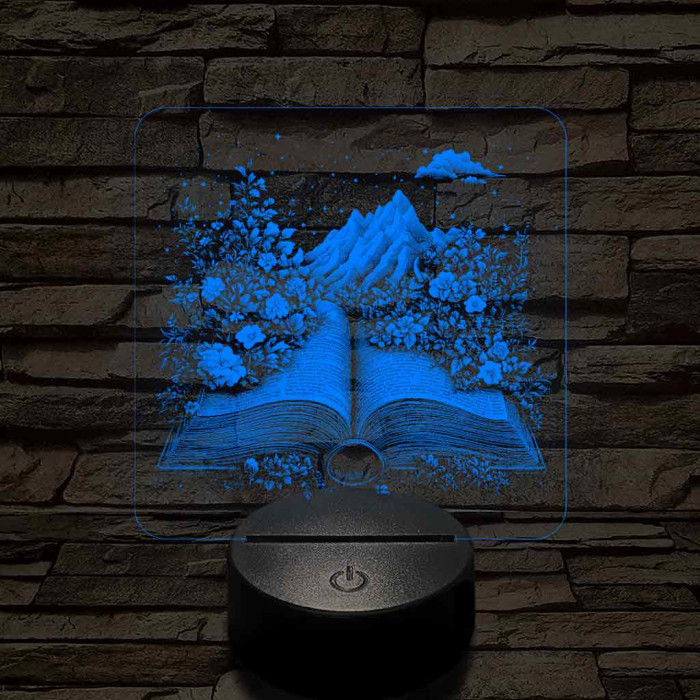 Életre kelt regény 7 színű valósághű 3D led lámpa