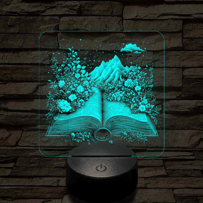Életre kelt regény 7 színű valósághű 3D led lámpa