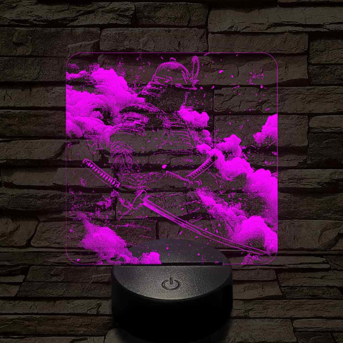 Diadalmas szamuráj 7 színű valósághű 3D led lámpa