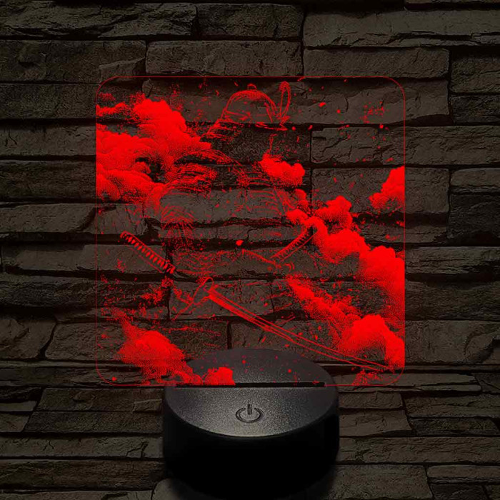 Diadalmas szamuráj 7 színű valósághű 3D led lámpa
