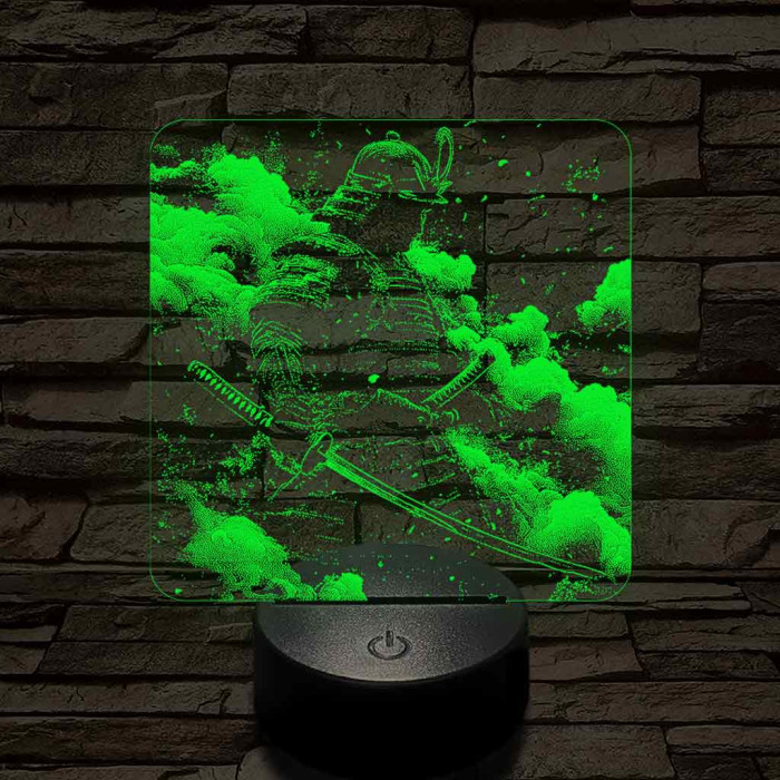 Diadalmas szamuráj 7 színű valósághű 3D led lámpa