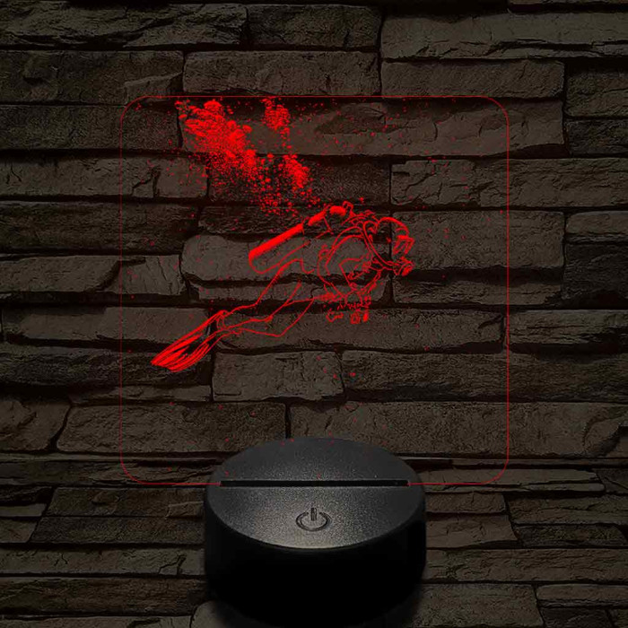 Női búvár feltérképezi az óceánt 7 színű valósághű 3D led lámpa