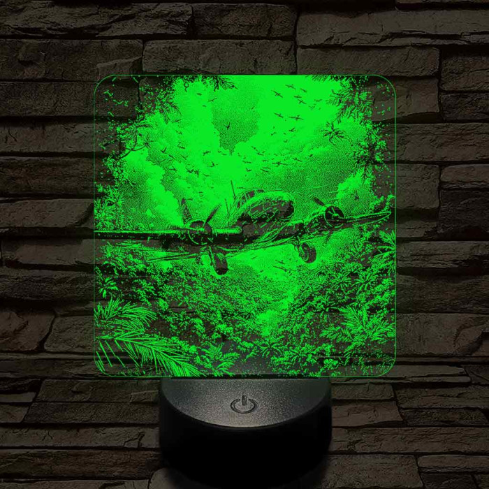 Felderítő repülőgép a Dzsungelben 7 színű valósághű 3D led lámpa