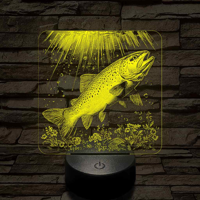 Foltos pisztránghal 7 színű valósághű 3D led lámpa