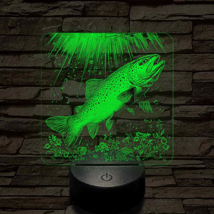 Foltos pisztránghal 7 színű valósághű 3D led lámpa