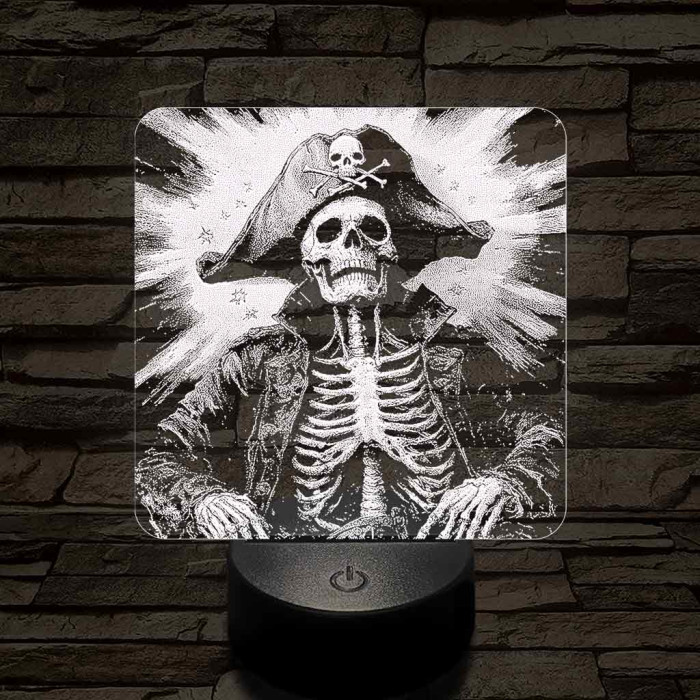 Élőholt kalózkapitány 7 színű valósághű 3D led lámpa